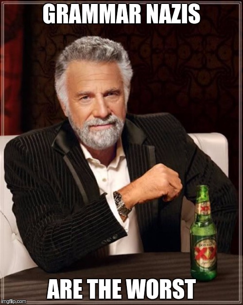 The Most Interesting Man In The World Meme | GRAMMAR NAZIS; ARE THE WORST | image tagged in memes,the most interesting man in the world | made w/ Imgflip meme maker