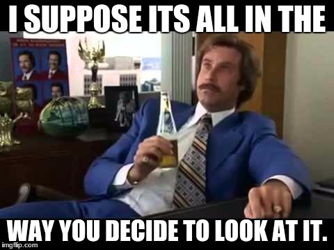 Well That Escalated Quickly Meme | I SUPPOSE ITS ALL IN THE; WAY YOU DECIDE TO LOOK AT IT. | image tagged in memes,well that escalated quickly | made w/ Imgflip meme maker