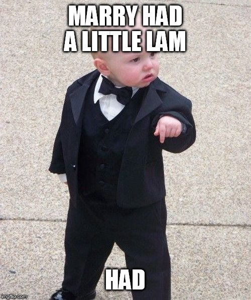 Baby Godfather | MARRY HAD A LITTLE LAM; HAD | image tagged in memes,baby godfather | made w/ Imgflip meme maker