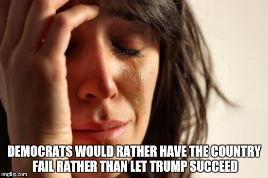 First World Problems Meme | DEMOCRATS WOULD RATHER HAVE THE COUNTRY FAIL RATHER THAN LET TRUMP SUCCEED | image tagged in memes,first world problems | made w/ Imgflip meme maker