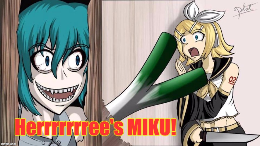 If Hatsune Miku Starred In The Shining | Herrrrrrree's MIKU! | image tagged in vocaloid,hatsune miku,the shining,funny | made w/ Imgflip meme maker