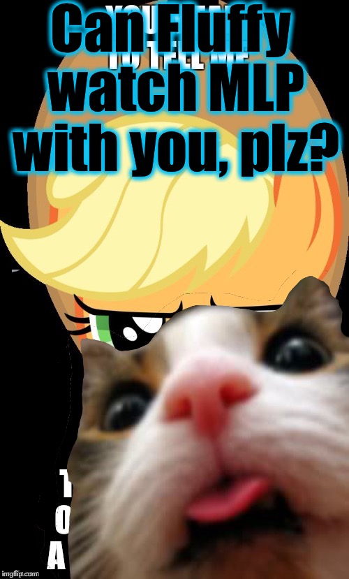 Can Fluffy watch MLP with you, plz? | made w/ Imgflip meme maker