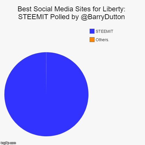 Best Social Media Sites for Liberty: STEEMIT Polled by @BarryDutton | Others. , STEEMIT | image tagged in funny,pie charts,steemit,liberty,cryptocurrency,bitcoin | made w/ Imgflip chart maker