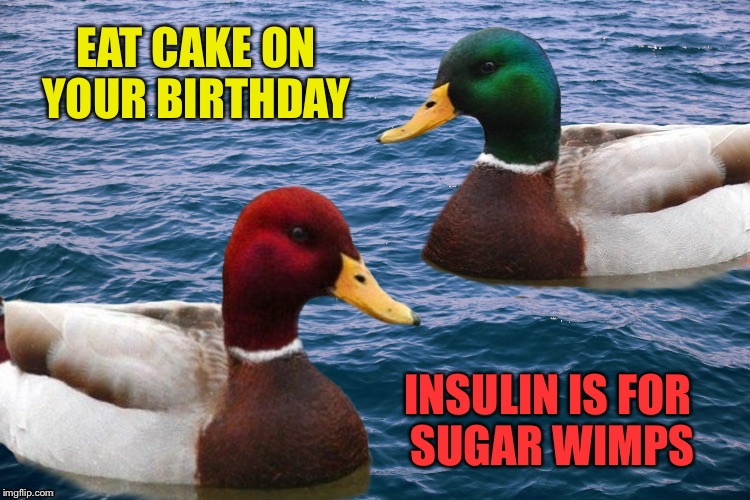 EAT CAKE ON YOUR BIRTHDAY INSULIN IS FOR SUGAR WIMPS | made w/ Imgflip meme maker