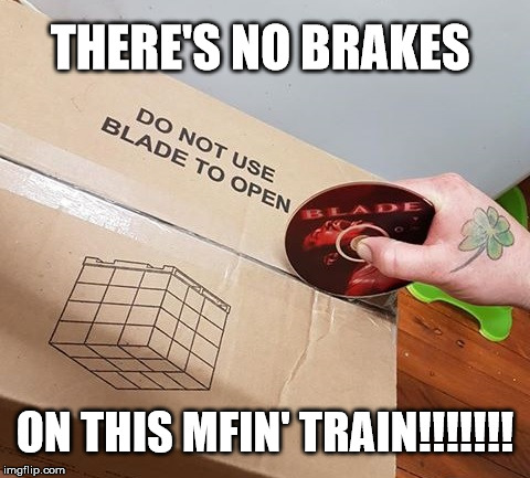 DO NOT USE BLADE | THERE'S NO BRAKES; ON THIS MFIN' TRAIN!!!!!!! | image tagged in blade,train,no brakes,box,the encounter | made w/ Imgflip meme maker