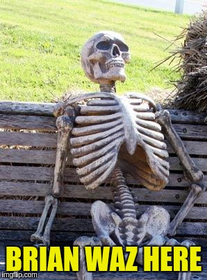 Waiting Skeleton Meme | BRIAN WAZ HERE | image tagged in memes,waiting skeleton | made w/ Imgflip meme maker