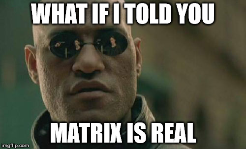 Matrix Morpheus Meme | WHAT IF I TOLD YOU; MATRIX IS REAL | image tagged in memes,matrix morpheus | made w/ Imgflip meme maker