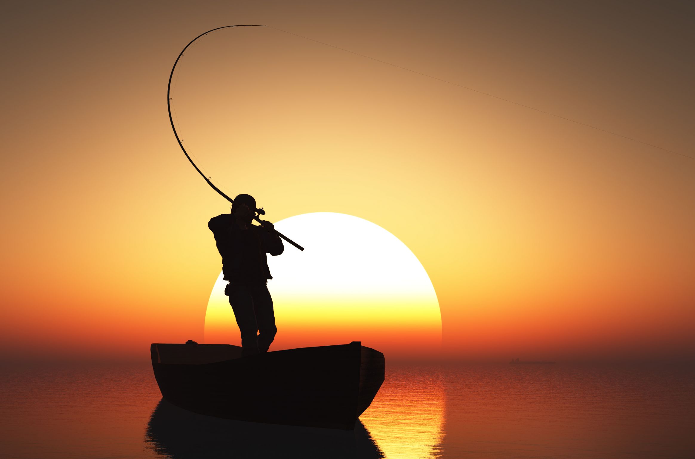 Fisherman at sunset Blank Meme Template