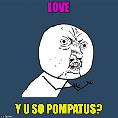 Y U No Meme | LOVE Y U SO POMPATUS? | image tagged in memes,y u no | made w/ Imgflip meme maker