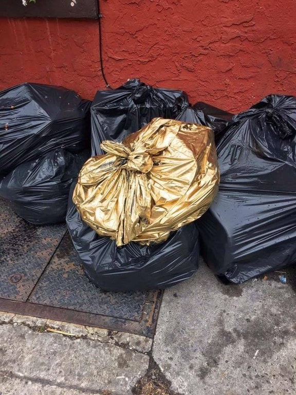 Golden Trash Bag Blank Meme Template