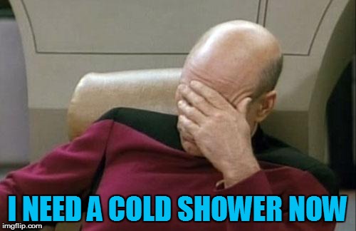 Captain Picard Facepalm Meme | I NEED A COLD SHOWER NOW | image tagged in memes,captain picard facepalm | made w/ Imgflip meme maker