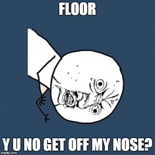 Y U No Meme | FLOOR Y U NO GET OFF MY NOSE? | image tagged in memes,y u no | made w/ Imgflip meme maker