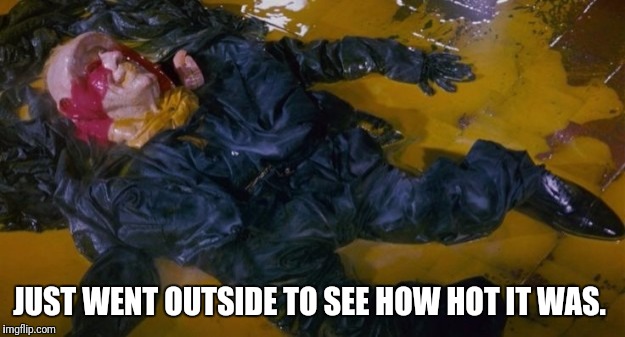 JUST WENT OUTSIDE TO SEE HOW HOT IT WAS. | image tagged in judge doom | made w/ Imgflip meme maker
