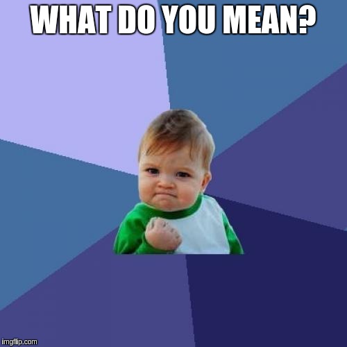 Success Kid Meme | WHAT DO YOU MEAN? | image tagged in memes,success kid | made w/ Imgflip meme maker