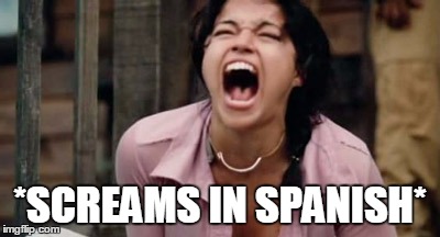 Screams in Spanish | *SCREAMS IN SPANISH* | image tagged in michelle rodriguez,screams in spanish | made w/ Imgflip meme maker