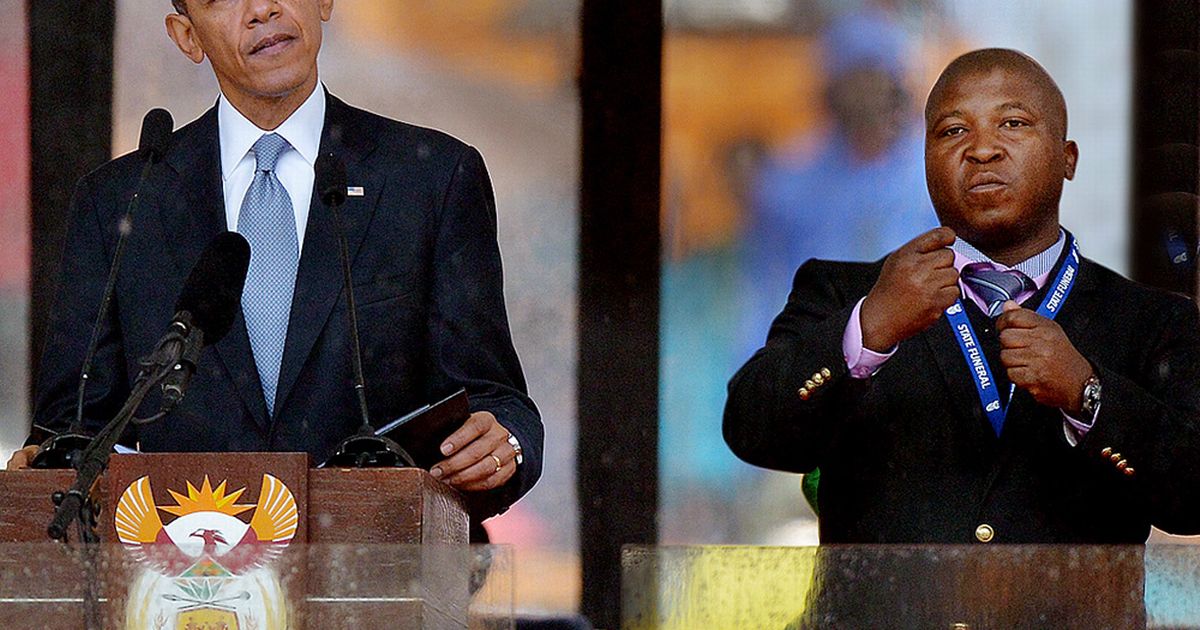 Obama and interpreter Blank Meme Template