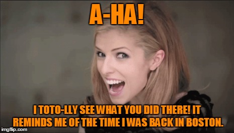 A-HA! I TOTO-LLY SEE WHAT YOU DID THERE! IT REMINDS ME OF THE TIME I WAS BACK IN BOSTON. | made w/ Imgflip meme maker