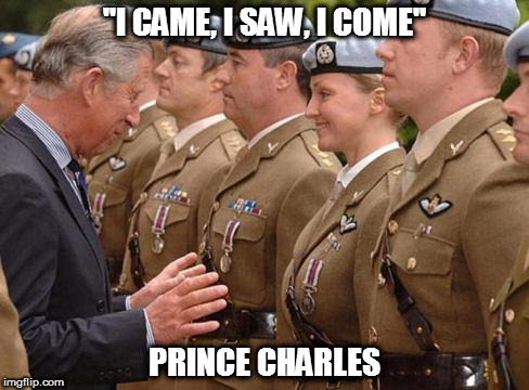 "I CAME, I SAW, I COME"; PRINCE CHARLES | image tagged in kedar joshi,prince charles,big boobs,cum,julius caesar | made w/ Imgflip meme maker