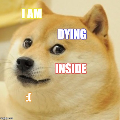 Doge | I AM; DYING; INSIDE; :( | image tagged in memes,doge | made w/ Imgflip meme maker