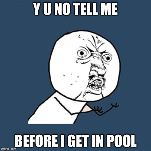 Y U No Meme | Y U NO TELL ME BEFORE I GET IN POOL | image tagged in memes,y u no | made w/ Imgflip meme maker