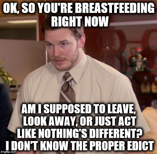 Afraid To Ask Andy | OK, SO YOU'RE BREASTFEEDING RIGHT NOW; AM I SUPPOSED TO LEAVE, LOOK AWAY, OR JUST ACT LIKE NOTHING'S DIFFERENT? I DON'T KNOW THE PROPER EDICT | image tagged in memes,afraid to ask andy | made w/ Imgflip meme maker