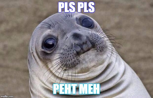 Awkward Moment Sealion | PLS PLS; PEHT MEH | image tagged in memes,awkward moment sealion | made w/ Imgflip meme maker