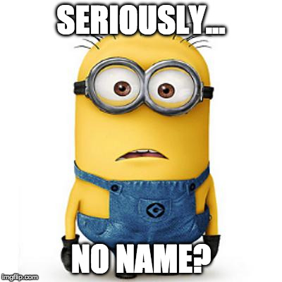 Minions | SERIOUSLY... NO NAME? | image tagged in minions | made w/ Imgflip meme maker