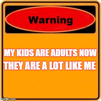 Warning Sign Meme | MY KIDS ARE ADULTS NOW; THEY ARE A LOT LIKE ME | image tagged in memes,warning sign | made w/ Imgflip meme maker