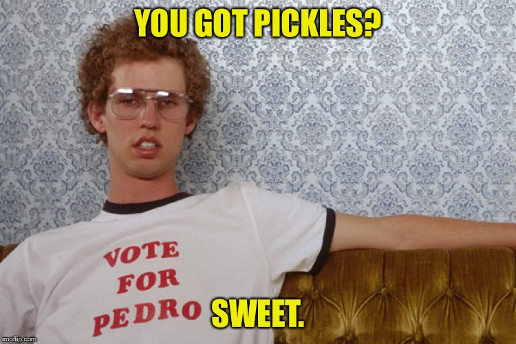 Napolian Dynamite | YOU GOT PICKLES? SWEET. | image tagged in napolian dynamite | made w/ Imgflip meme maker