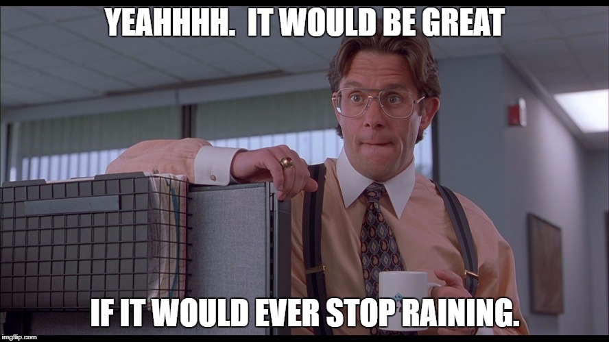 YEAHHHH.  IT WOULD BE GREAT; IF IT WOULD EVER STOP RAINING. | image tagged in rain | made w/ Imgflip meme maker