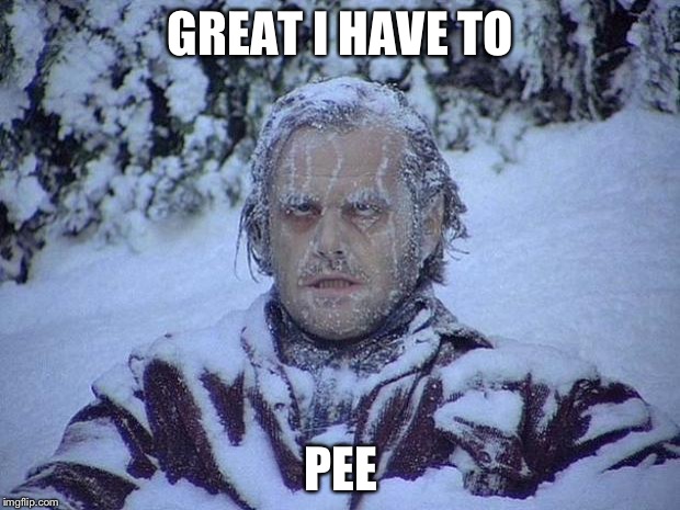 Jack Nicholson The Shining Snow Meme | GREAT I HAVE TO; PEE | image tagged in memes,jack nicholson the shining snow | made w/ Imgflip meme maker