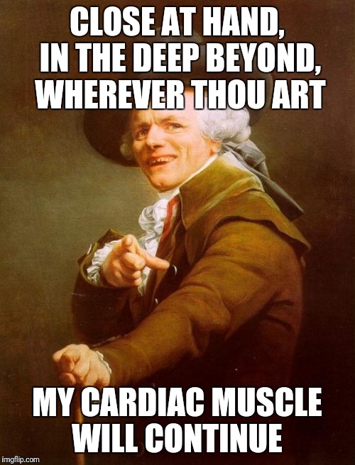 Sketch my appearance, like one of thy Parisian females! | CLOSE AT HAND, IN THE DEEP BEYOND, WHEREVER THOU ART; MY CARDIAC MUSCLE WILL CONTINUE | image tagged in memes,joseph ducreux | made w/ Imgflip meme maker