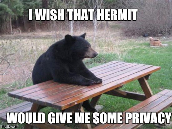 I WISH THAT HERMIT WOULD GIVE ME SOME PRIVACY | made w/ Imgflip meme maker