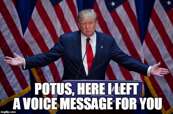 Donald Trump | POTUS, HERE I LEFT A VOICE MESSAGE FOR YOU | image tagged in donald trump | made w/ Imgflip meme maker
