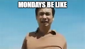 life dosent end | MONDAYS BE LIKE | image tagged in i hate mondays | made w/ Imgflip meme maker