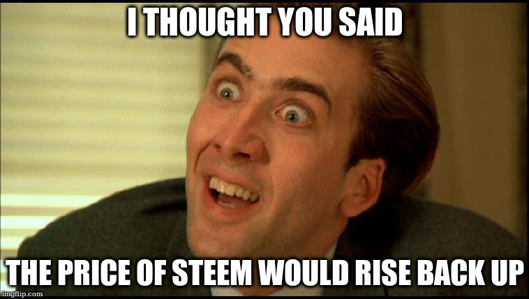 I THOUGHT YOU SAID; THE PRICE OF STEEM WOULD RISE BACK UP | made w/ Imgflip meme maker