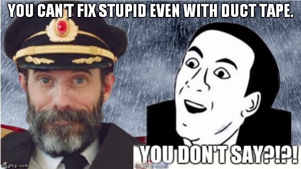 Captain obvious- you don't say? | YOU CAN'T FIX STUPID EVEN WITH DUCT TAPE. | image tagged in captain obvious- you don't say | made w/ Imgflip meme maker