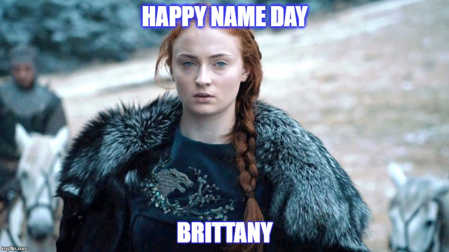 Sansa | HAPPY NAME DAY; BRITTANY | image tagged in sansa | made w/ Imgflip meme maker