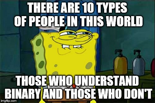 Don't You Squidward Meme | THERE ARE 10 TYPES OF PEOPLE IN THIS WORLD THOSE WHO UNDERSTAND BINARY AND THOSE WHO DON'T | image tagged in memes,dont you squidward | made w/ Imgflip meme maker