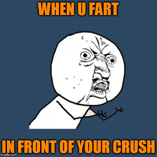 Y U No | WHEN U FART; IN FRONT OF YOUR CRUSH | image tagged in memes,y u no | made w/ Imgflip meme maker