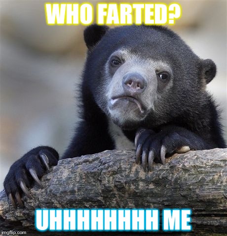 Confession Bear | WHO FARTED? UHHHHHHHH ME | image tagged in memes,confession bear | made w/ Imgflip meme maker