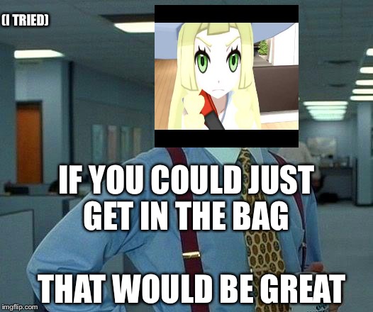 That Would Be Great Meme | (I TRIED); IF YOU COULD JUST GET IN THE BAG; THAT WOULD BE GREAT | image tagged in memes,that would be great | made w/ Imgflip meme maker