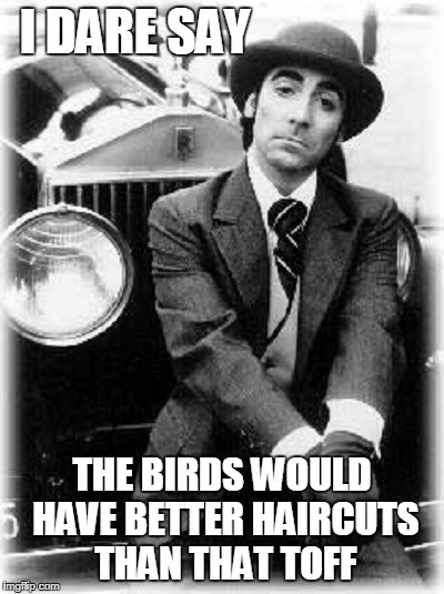 I DARE SAY THE BIRDS WOULD HAVE BETTER HAIRCUTS THAN THAT TOFF | made w/ Imgflip meme maker