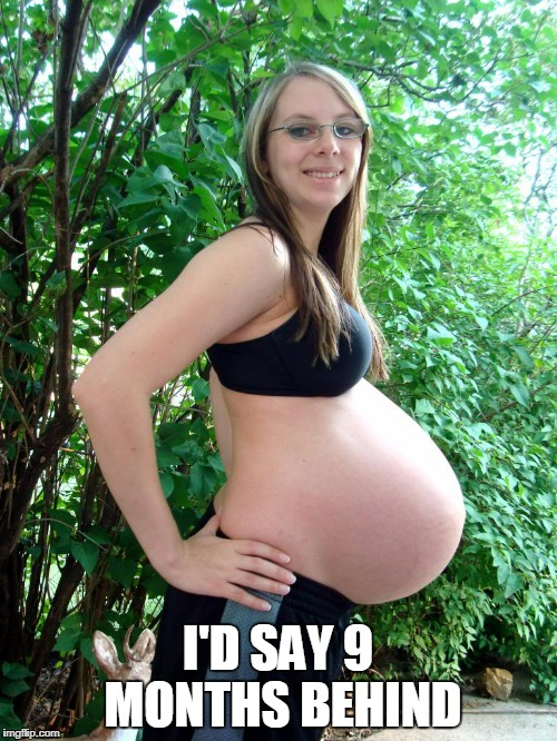 I'D SAY 9 MONTHS BEHIND | made w/ Imgflip meme maker