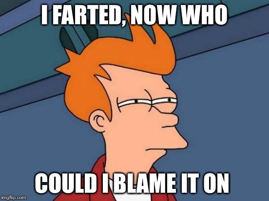 Futurama Fry Meme | I FARTED, NOW WHO; COULD I BLAME IT ON | image tagged in memes,futurama fry | made w/ Imgflip meme maker