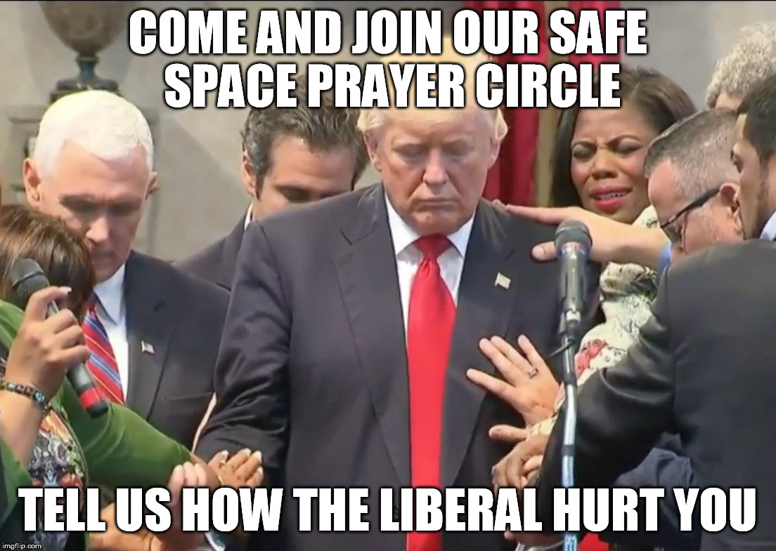 Poor alt-right got themselves some CNN-phobia | COME AND JOIN OUR SAFE SPACE PRAYER CIRCLE; TELL US HOW THE LIBERAL HURT YOU | image tagged in fact,cnn,fear,alt-right | made w/ Imgflip meme maker