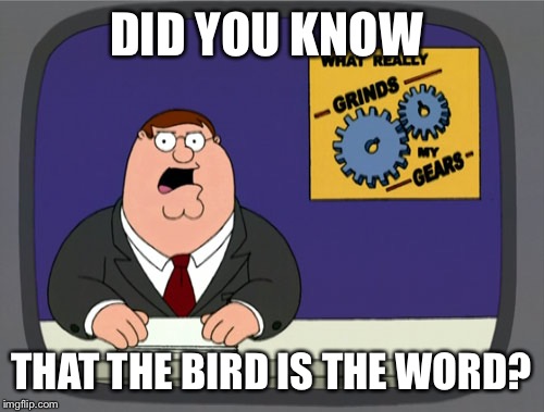 Peter Griffin News | DID YOU KNOW; THAT THE BIRD IS THE WORD? | image tagged in memes,peter griffin news | made w/ Imgflip meme maker