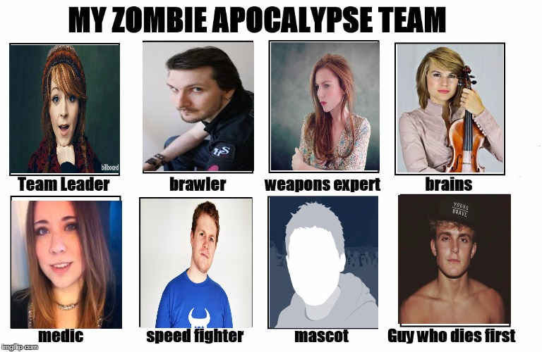 Internet Musicians Only | image tagged in my zombie apocalypse team | made w/ Imgflip meme maker