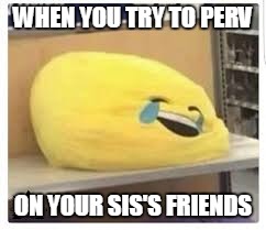 Pervy Pillow  | WHEN YOU TRY TO PERV; ON YOUR SIS'S FRIENDS | image tagged in pervy face,pillows | made w/ Imgflip meme maker