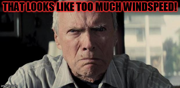Mad Clint Eastwood | THAT LOOKS LIKE TOO MUCH WINDSPEED! | image tagged in mad clint eastwood | made w/ Imgflip meme maker